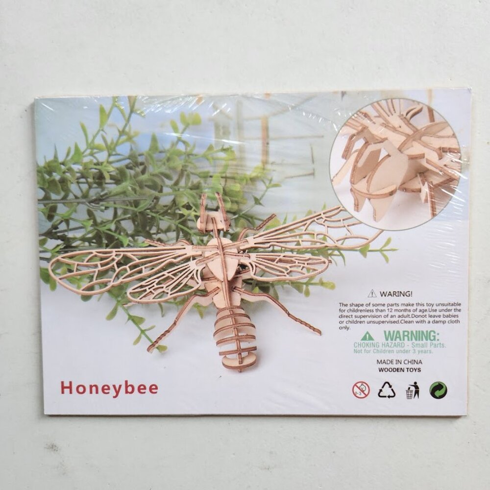 NEW 3D Wooden Bee Honeybee Puzzle Insect Animal Model Kit STEM Crafts DIY Brain